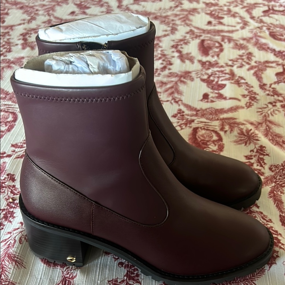 Women's Leather Burgundy Ankle Boots